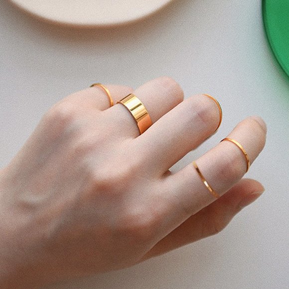 Jewelry - 3/28💐 5pcs Simple Punk Smooth Glossy finger ring